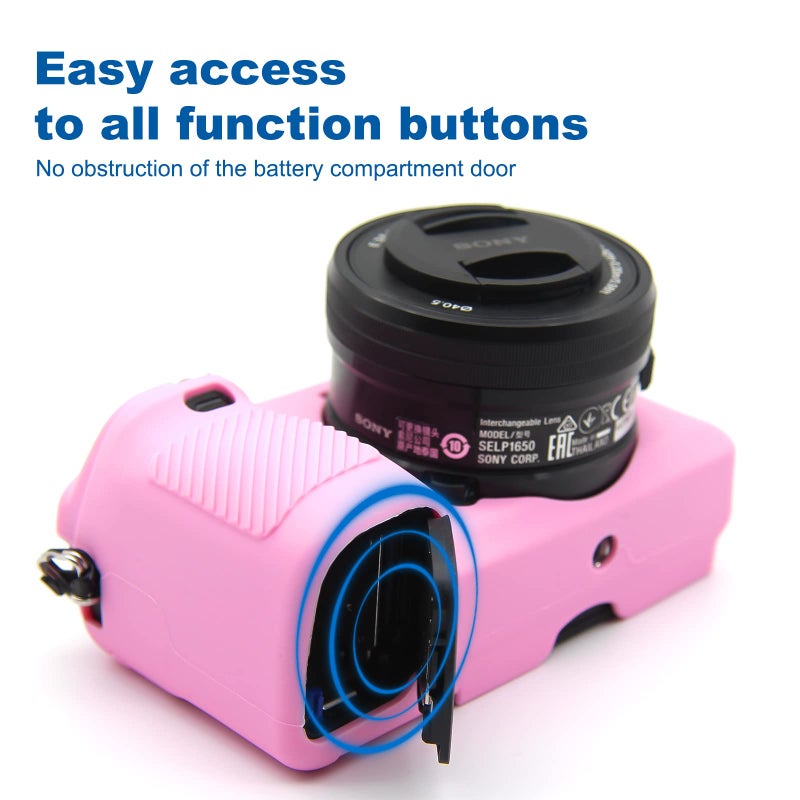 Easy Hood Case for Sony Alpha A6100 A6300 A6400 ILCE-6100 ILCE-6300 ILCE-6400 Digital Camera, Anti-Scratch Soft Silicone Housing Protective Cover Protector Skin (Pink) - Image 4